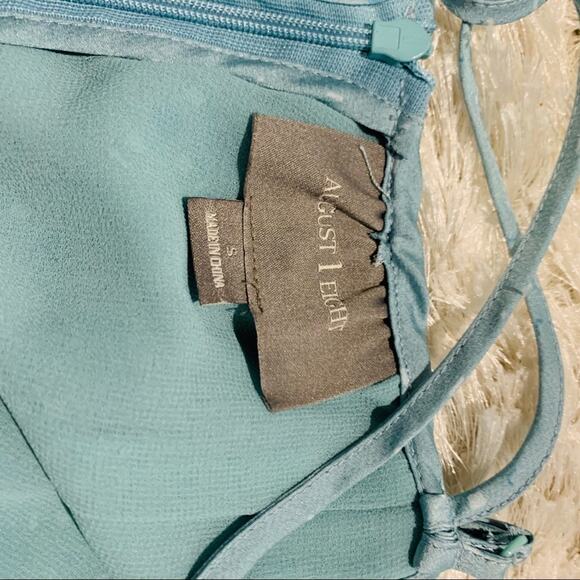 August 1 Eight Green Silky A Line Dress Small - Picture 10 of 11